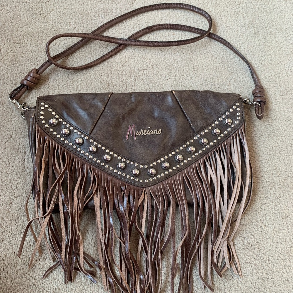 Marciano leather fringe purse